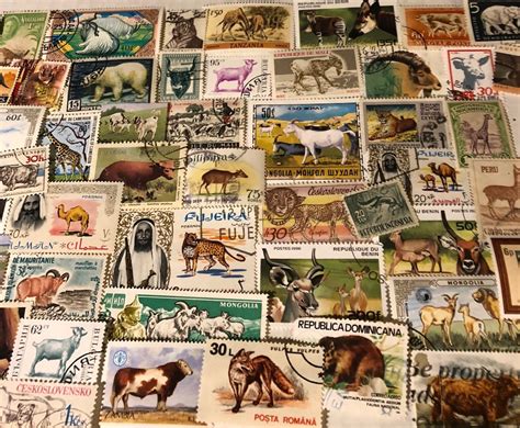 ANIMAL Stamps Used off Paper Worldwide Postage Stamps, Vintage Paper Ephemera Stamps, Philatelic ...