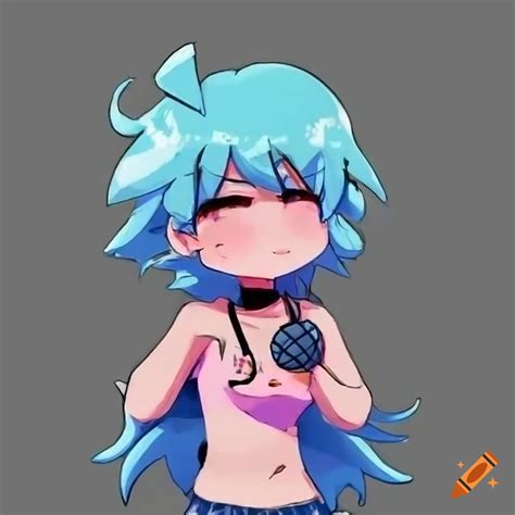 Chibi anime character with light blue hair