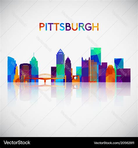 Pittsburgh skyline silhouette in colorful Vector Image