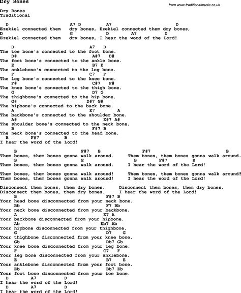 Traditional Song Dry Bones with Chords, Tabs and Lyrics