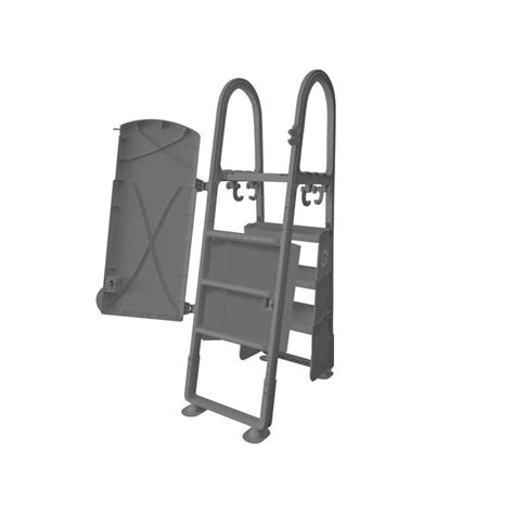 Olympic ladder with auto-lock safety door - Grey | Club Piscine Super Fitness