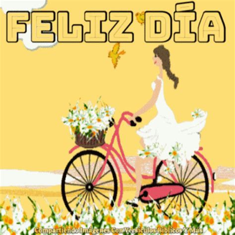 a woman riding on the back of a pink bike with flowers in front of her