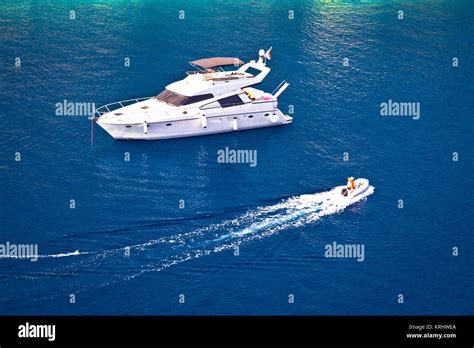 Yachting on blue sea aerial view Stock Photo - Alamy