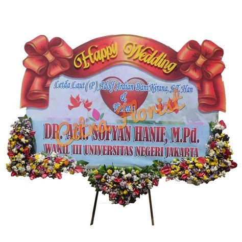 (GRS) Papan Bunga Happy Wedding Banner 2.5 Meter, Bunga 3 Titik Bawah ...