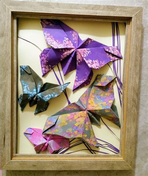 Hand painted origami butterfly wall art