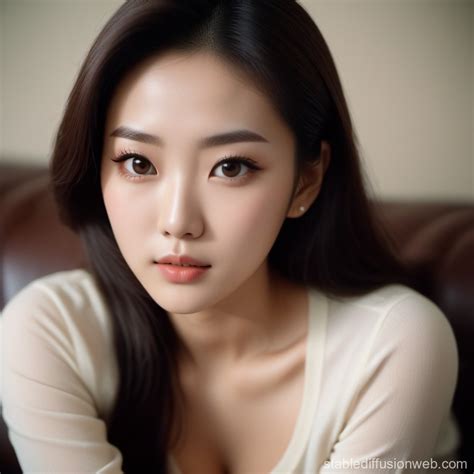 Stunning Korean Girl on Sofa | Stable Diffusion Online