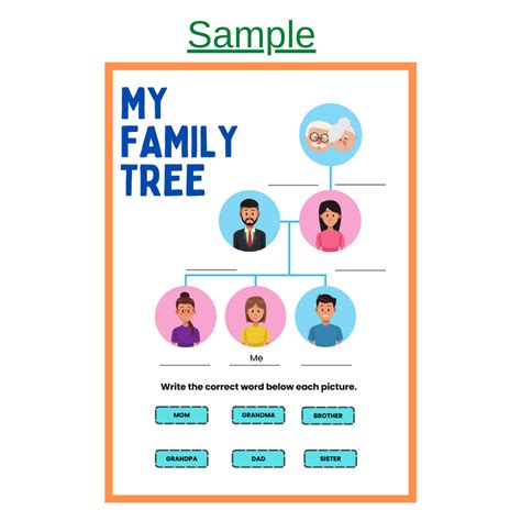 My Family Members Tree Worksheets, 6 Pages, For Kids Ages 2-5 – Sharp Minds Learning