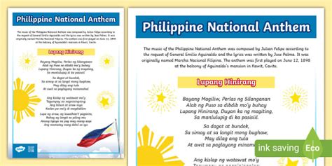 Philippine National Anthem Poster Highschool (teacher made)