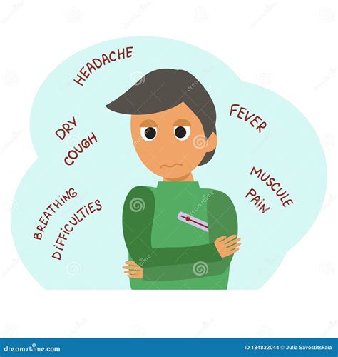 Sick Person with a Thermometer Stock Vector - Illustration of infografic, cough: 184832044