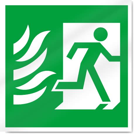 Fire Exit Symbol With Flames Right Safety Signs | SignsToYou.com