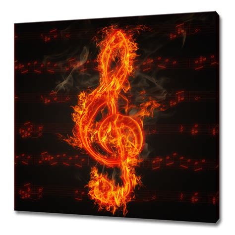 Abstract Clef on Fire Music Notes Modern Design Home Decor Canvas Print ...