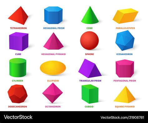 Color basic shapes realistic 3d geometric forms Vector Image