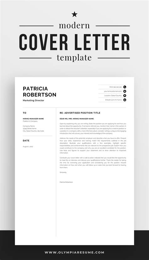 Professional 1 Page Resume Template Modern One Page CV Word & Mac Pages Minimalist Design ...