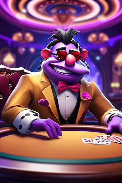 Premium Photo | A cartoon of a man playing poker with a poker table.