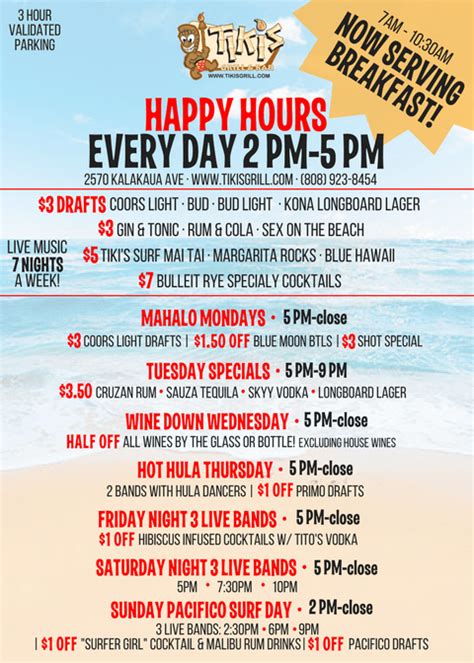 Happy Hour Specials at Tiki's Grill & Bar in Waikiki. | Happy hour ...