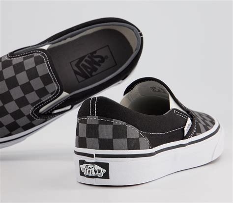 Vans Vans Classic Slip On Trainers Black Pewter Check - Unisex Sports