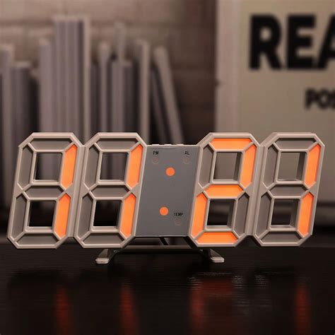 LED Digital Wall Clock Alarm Clock Wall Hanging Table Desk Electronic Digital Clock With 3 ...