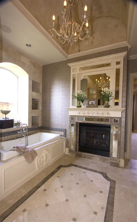 Luxury Bathroom With Fireplace