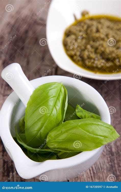 Pesto sauce ingredients stock image. Image of wood, olive - 16720597