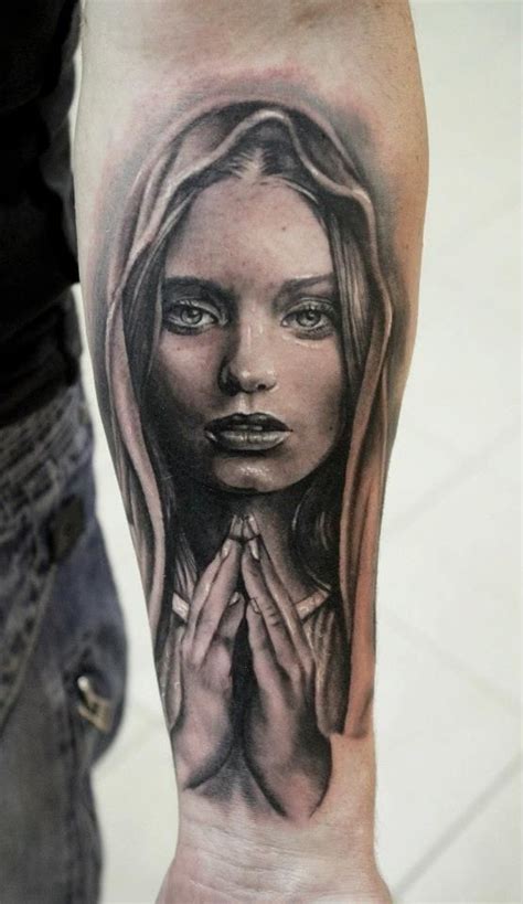 Woman Praying Hands Tattoo