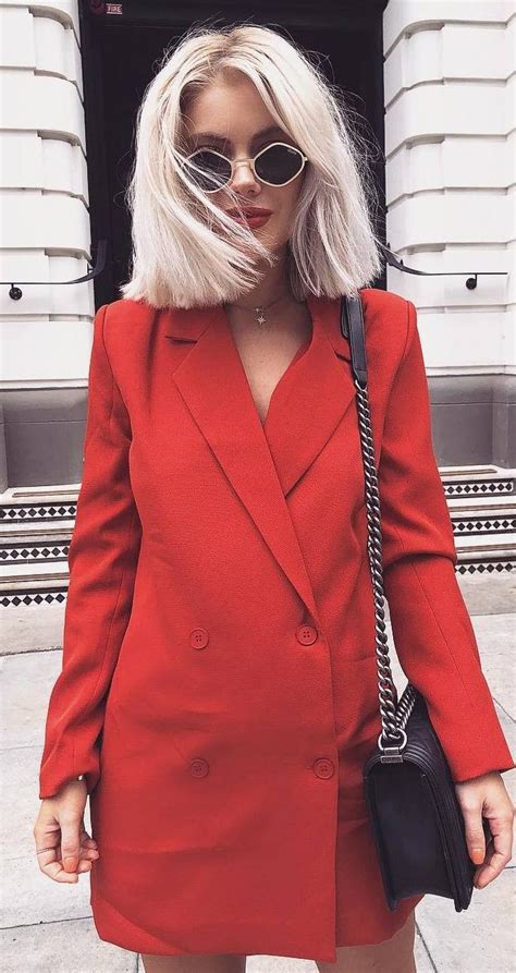 Red blazer dress outfit, Casual wear | Women Blazer Outfits | Blazer ...