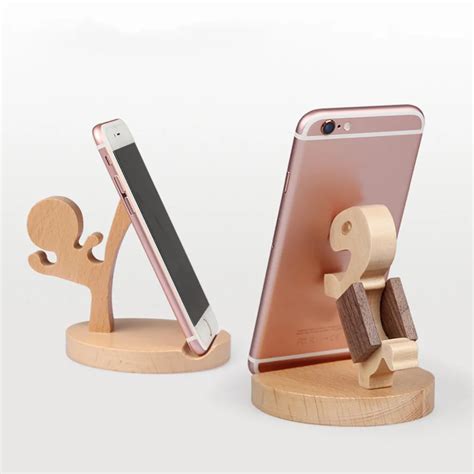 Wooden Cell Phone Holder Phone Stand Cool Kungfu Boy For iPhone X/iPhone 8 6S/Samsung Mobile ...