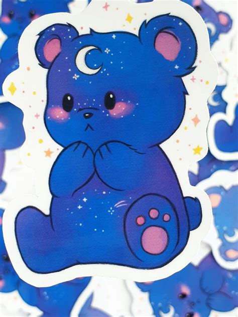 Cute Vinyl Moon Bear Sticker Cute Stationary Sticker | Etsy