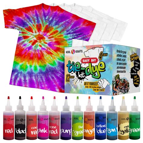 Tie Dye Kit | Fabric Dye | Tie Dye DIY T-Shirt Set | All-in-1 DIY Fashion Dye Kit - 12 Colors ...