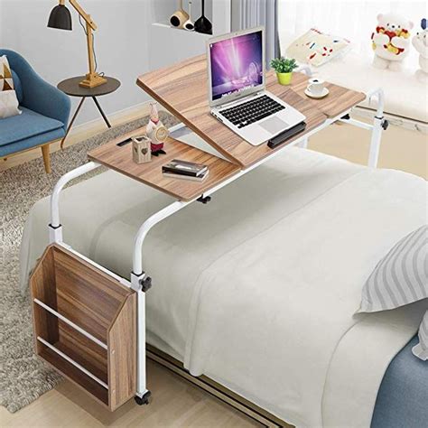 Overbed Table, Portable Hospital Medical Table w/Wheel Overbed Trolley Storage Desk Home Office ...