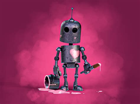 a robot with a heart on Behance