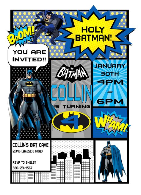 Batman Birthday Invitation | Batman birthday, Boy birthday invitations, Custom birthday invitations