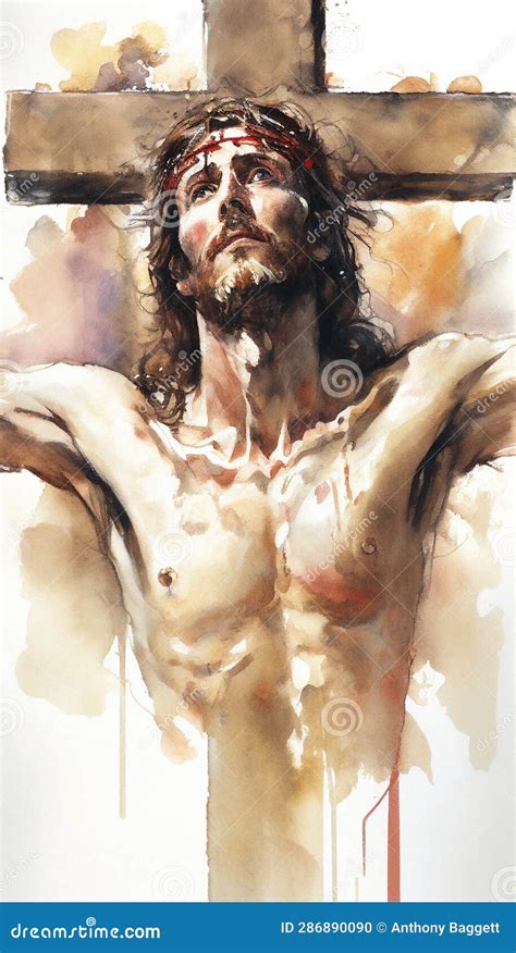 Watercolour Painting Of The Crucifixion Of Jesus Christ Royalty-Free ...