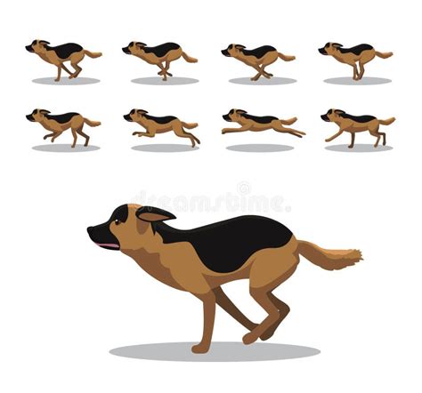 German Shepherd Running Side Cartoon Animation Frame Vector Stock ...