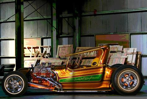 Gold and Green T-Hot Rod Car