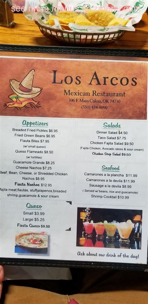 Menu at Los Arcos Mexican Restaurant, Calera