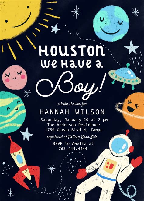 Outer Space Baby Shower Houston We Have A Boy Invitation | Zazzle.com in 2021 | Astronaut baby ...