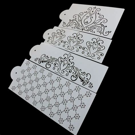 4Pcs/Set Princess Lace Cake Stencil Set Cake Craft Stencils Cake Border ...