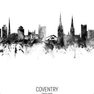 Coventry Skyline, Coventry England Cityscape Art Print Poster Portrait ...