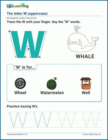 The Letter W Worksheet | K5 Learning