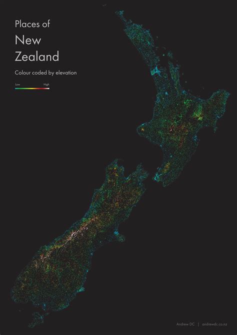 New Zealand Place Names by Elevation | The Map Kiwi