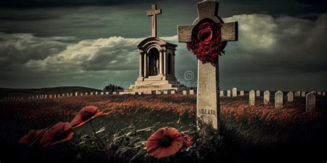 Illustration of World War One Battlefields Filled with Poppies Stock ...