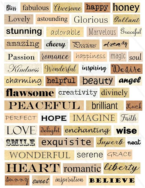 Printable Phrases Words Quotes Kit Digital Collage Sheet Inspirational Words Motavional Phrases ...