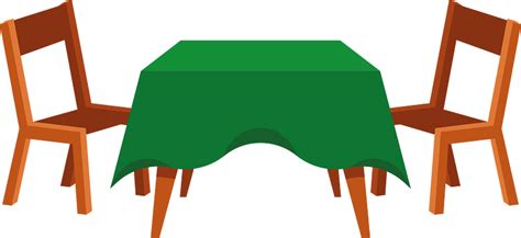 Table with green tablecloth clipart. Free download transparent .PNG | Creazilla