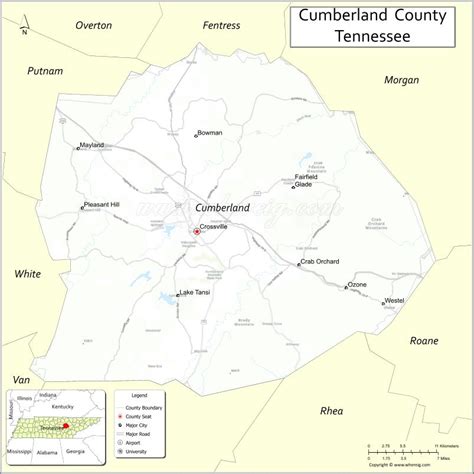 Map of Cumberland County, Tennessee - Where is Located, Cities, Population, Highways & Facts