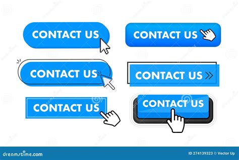 Set of Contact Us Button. Hand Pointer Clicking Stock Illustration ...