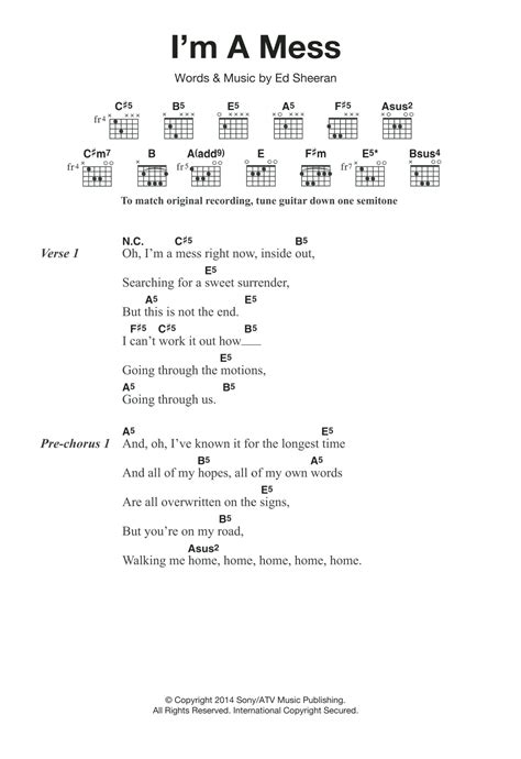 I'm A Mess by Ed Sheeran - Guitar Chords/Lyrics - Guitar Instructor