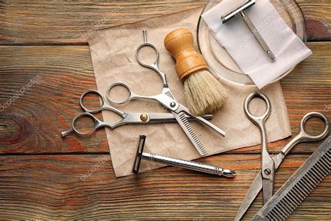 Vintage tools of barber shop — Stock Photo © belchonock #128266446