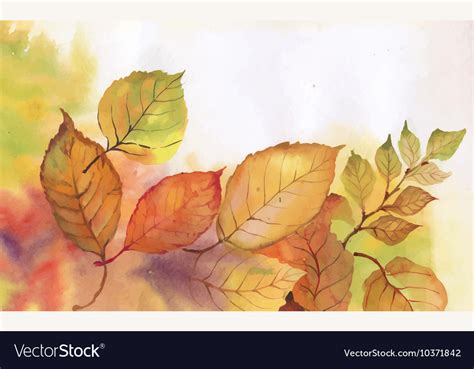 Watercolor background with autumn leaves Vector Image