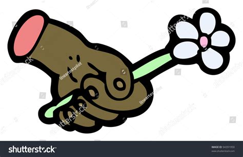 Raster Version Cartoon Hand Holding Flower Stock Illustration 94391950 | Shutterstock