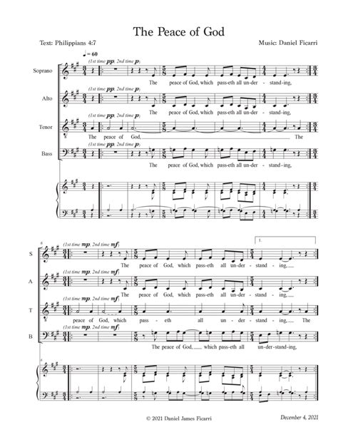 The Peace of God Sheet Music | Daniel James Ficarri | SATB Choir